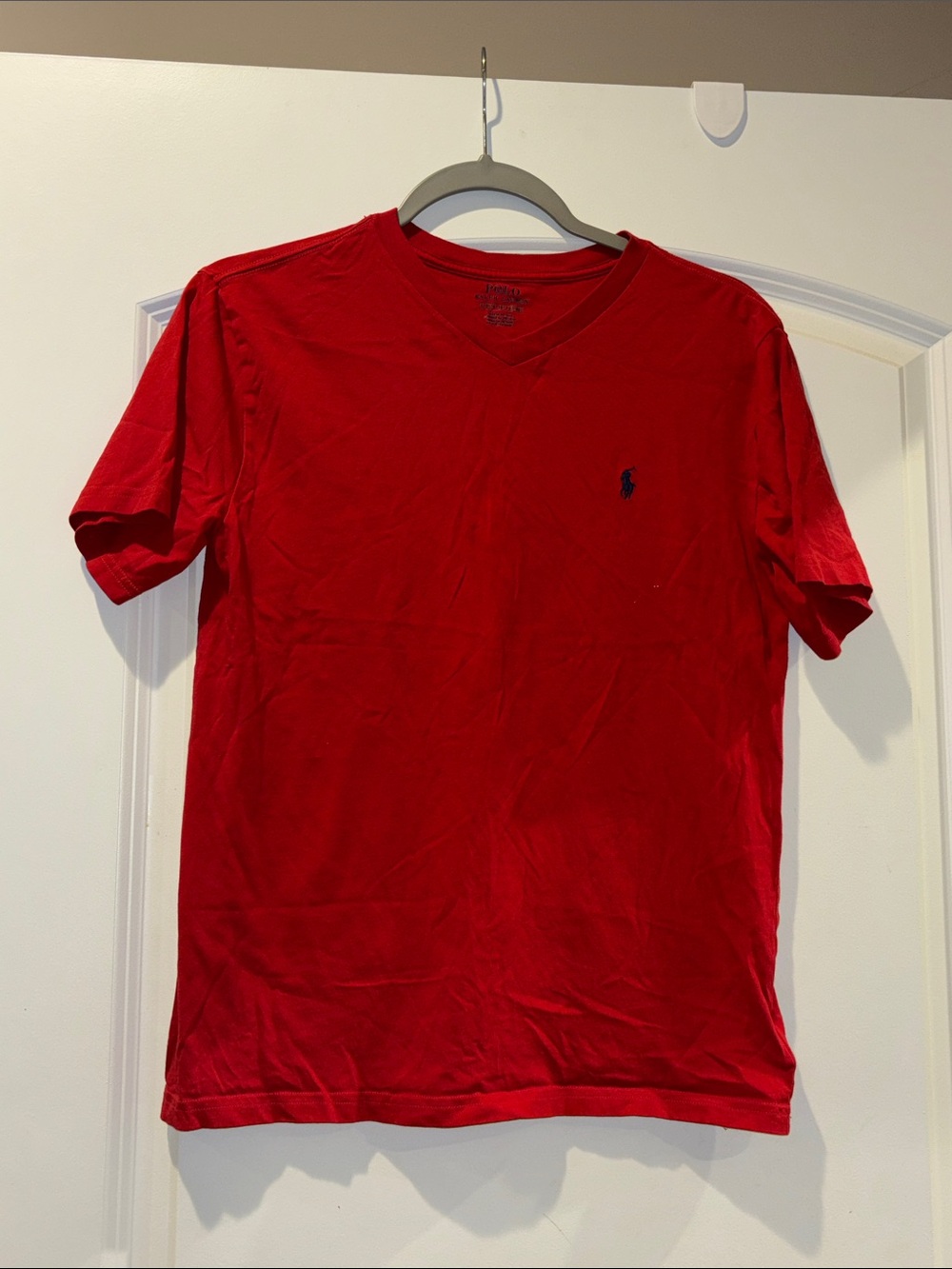 Polo by Ralph Lauren Red V-Neck Tee with Navy Pony